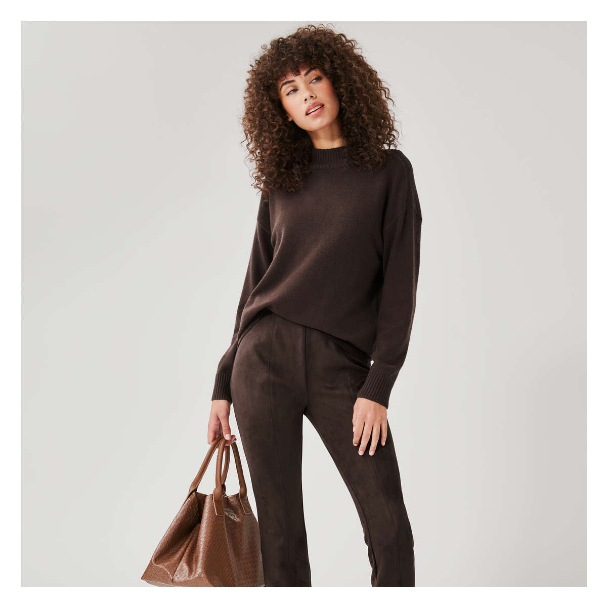 Faux Suede Legging in Dark Brown from Joe Fresh